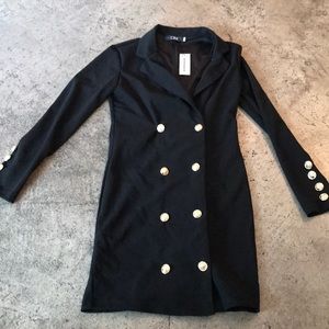Black CBR Dress with Gold Buttons